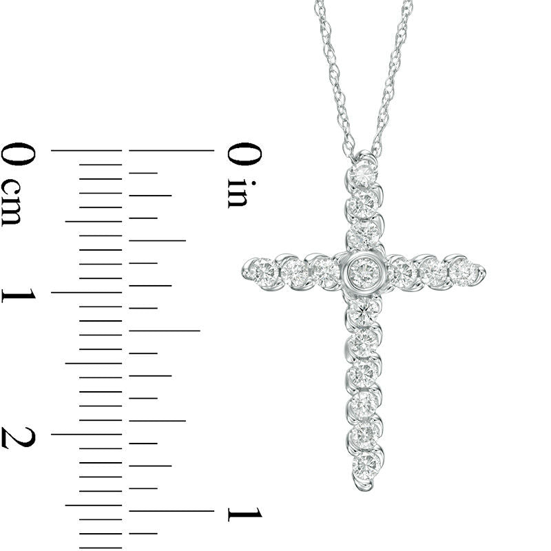 0.5 CT. T.W. Natural Diamond Cross Pendant in 14K White Gold