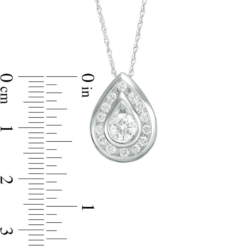 0.5 CT. T.W. Natural Diamond Teardrop Frame Pendant in 14K White Gold