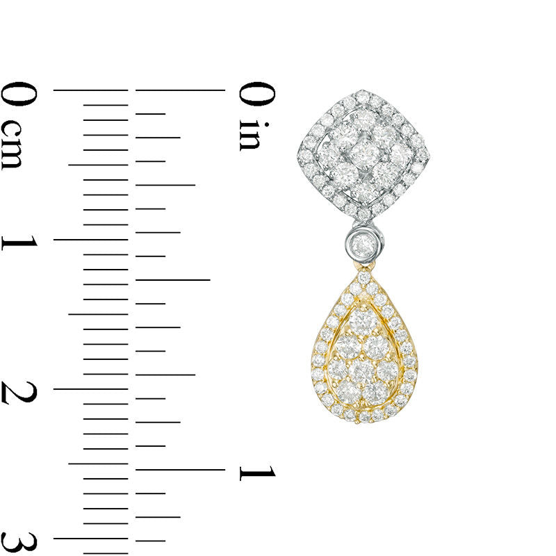 0.88 CT. T.W. Composite Diamond Frame Drop Earrings in 14K Two-Tone Gold