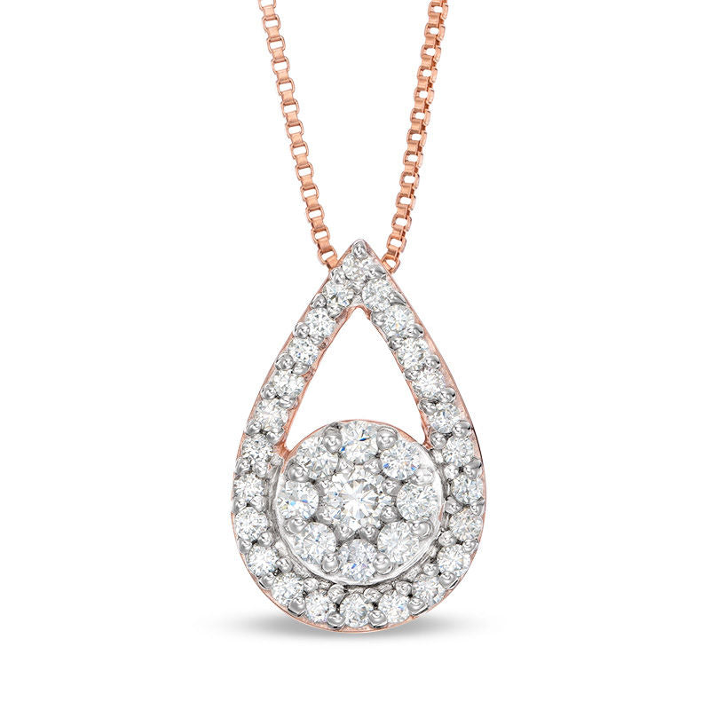 Convertibilities 1 CT. T.W. Natural Diamond Teardrop Three-in-One Pendant in 10K Rose Gold