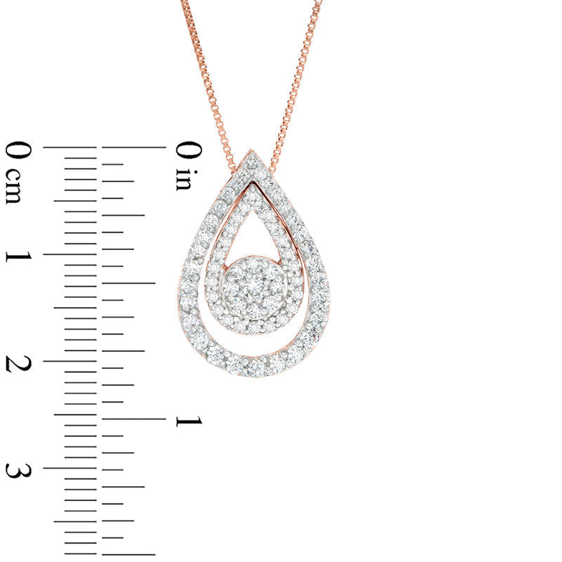 Convertibilities 1 CT. T.W. Natural Diamond Teardrop Three-in-One Pendant in 10K Rose Gold