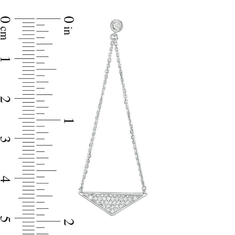 0.25 CT. T.W. Diamond Triangle Pendulum Chain Drop Earrings in 10K White Gold