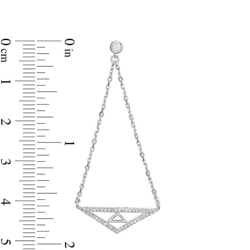 0.25 CT. T.W. Diamond Double Triangle Pendulum Chain Drop Earrings in 10K White Gold