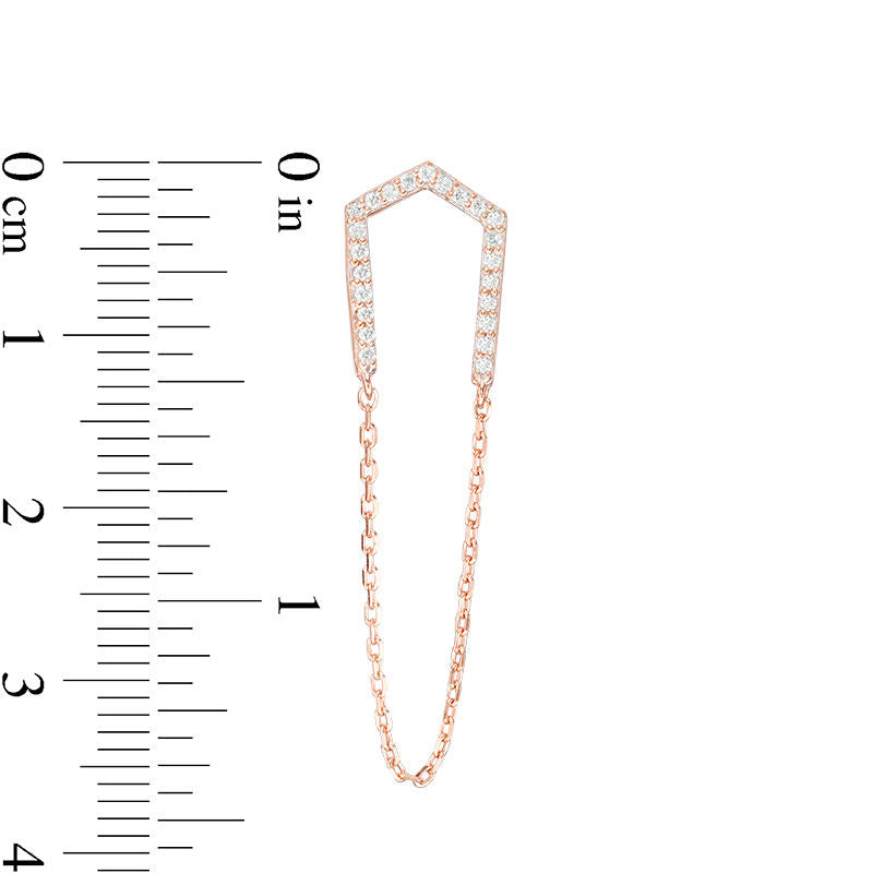 0.25 CT. T.W. Diamond Edged U-Shaped Chain Drop Earrings in 10K Rose Gold