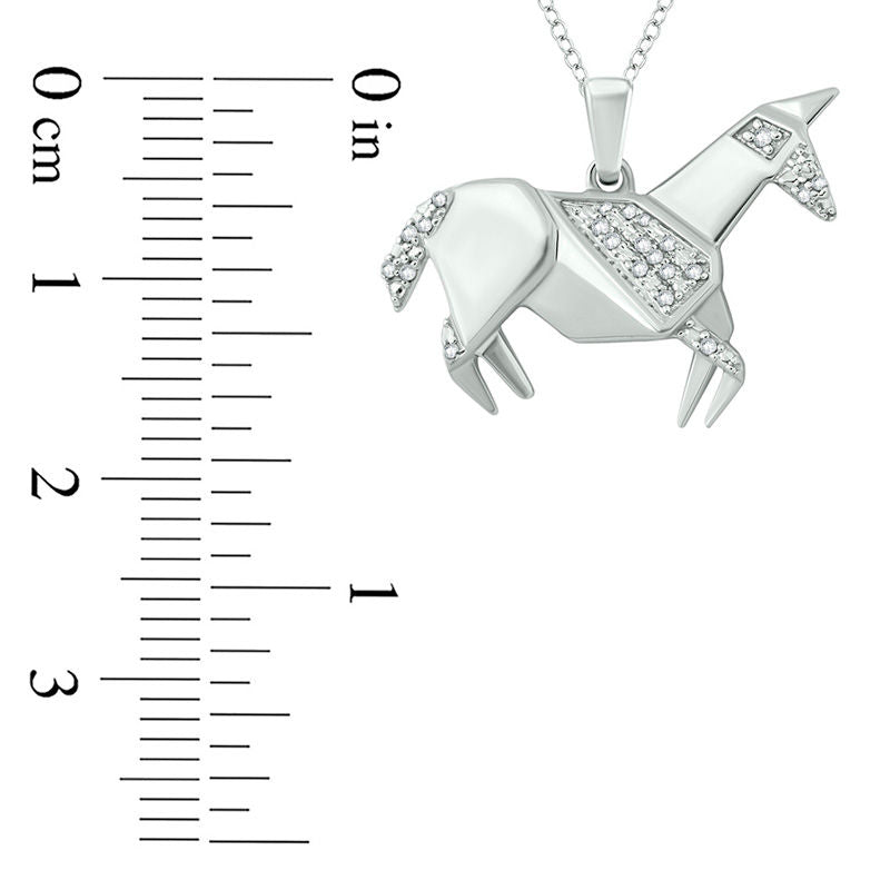 0.05 CT. T.W. Natural Diamond Origami Horse Pendant in Sterling Silver