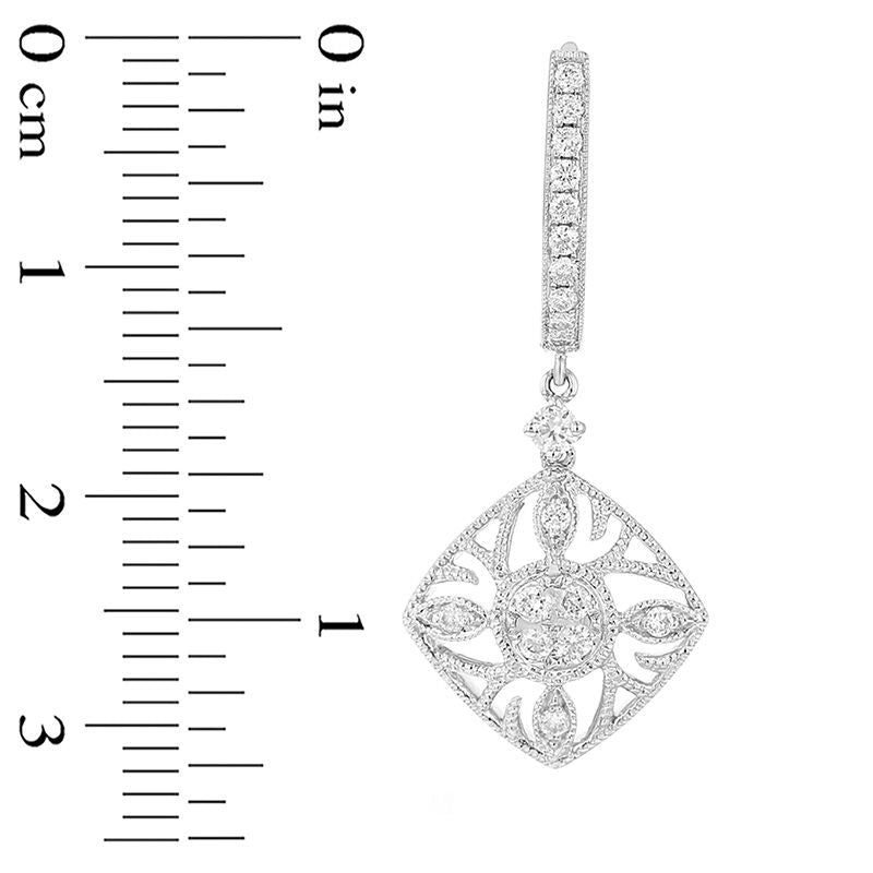 0.5 CT. T.W. Diamond Tilted Square Vintage-Style Drop Earrings in 18K White Gold (G/SI2)