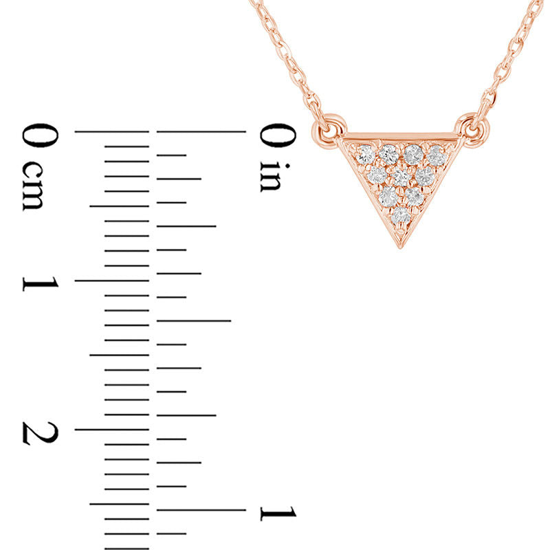 0.1 CT. T.W. Natural Diamond Triangle Necklace in 14K Rose Gold