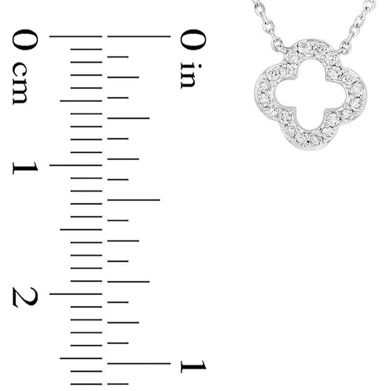 0.13 CT. T.W. Natural Diamond Clover Outline Necklace in 14K White Gold