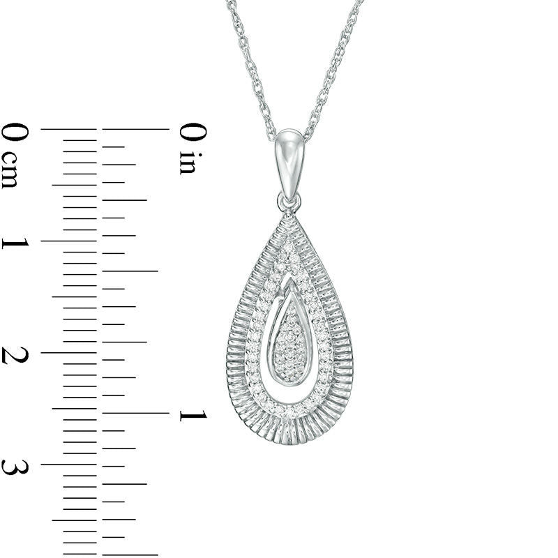 0.17 CT. T.W. Natural Diamond and Textured Teardrop Pendant in Sterling Silver