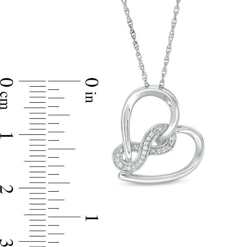 0.05 CT. T.W. Natural Diamond Infinity Wrapped Tilted Heart Pendant in Sterling Silver