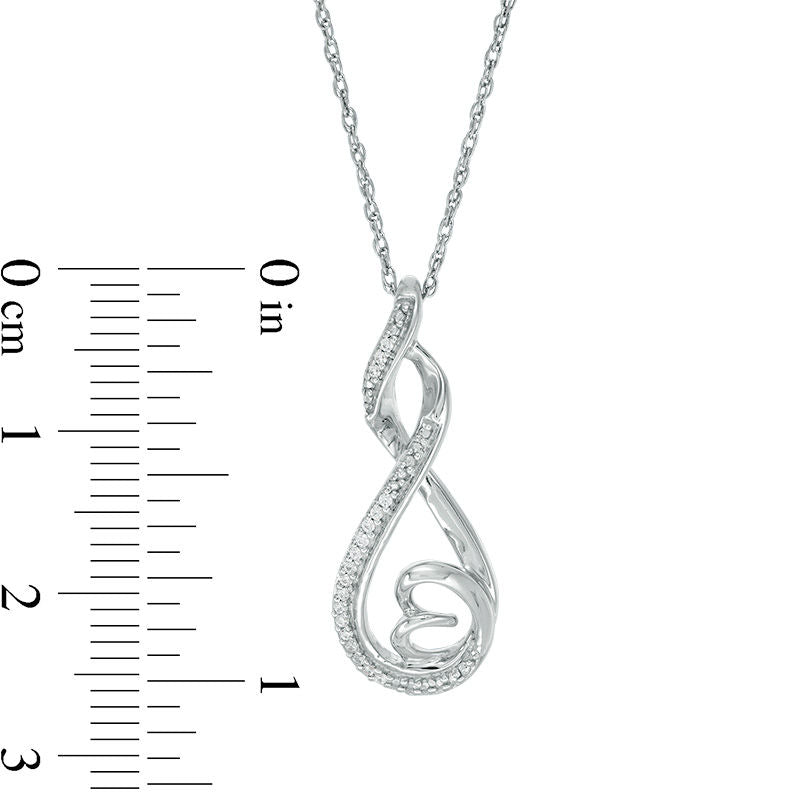 0.05 CT. T.W. Natural Diamond Infinity Looped Sideways Heart Pendant in Sterling Silver