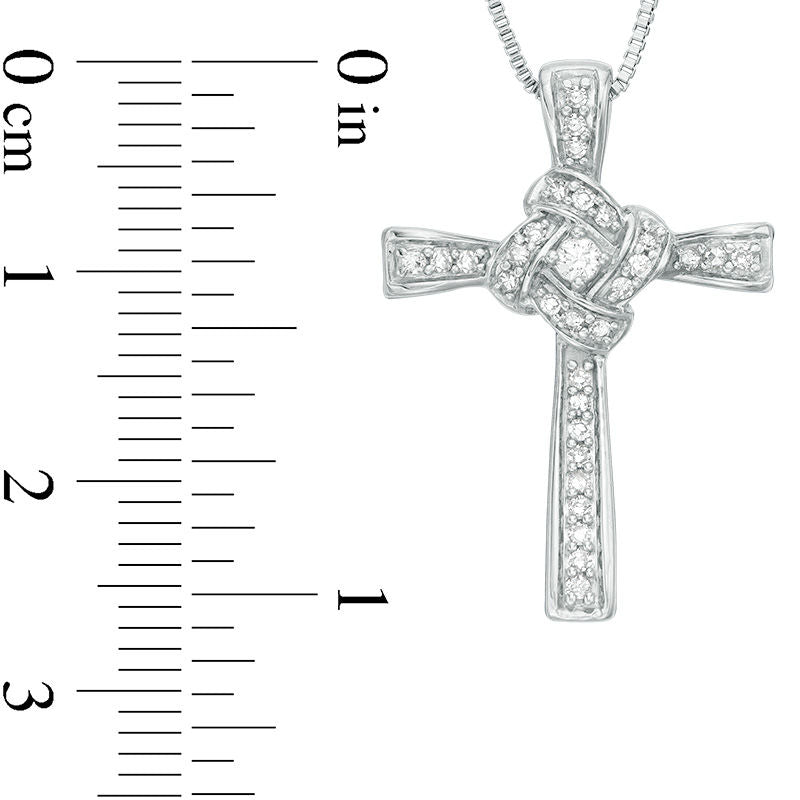 0.2 CT. T.W. Natural Diamond Love Knot Cross Pendant in Sterling Silver