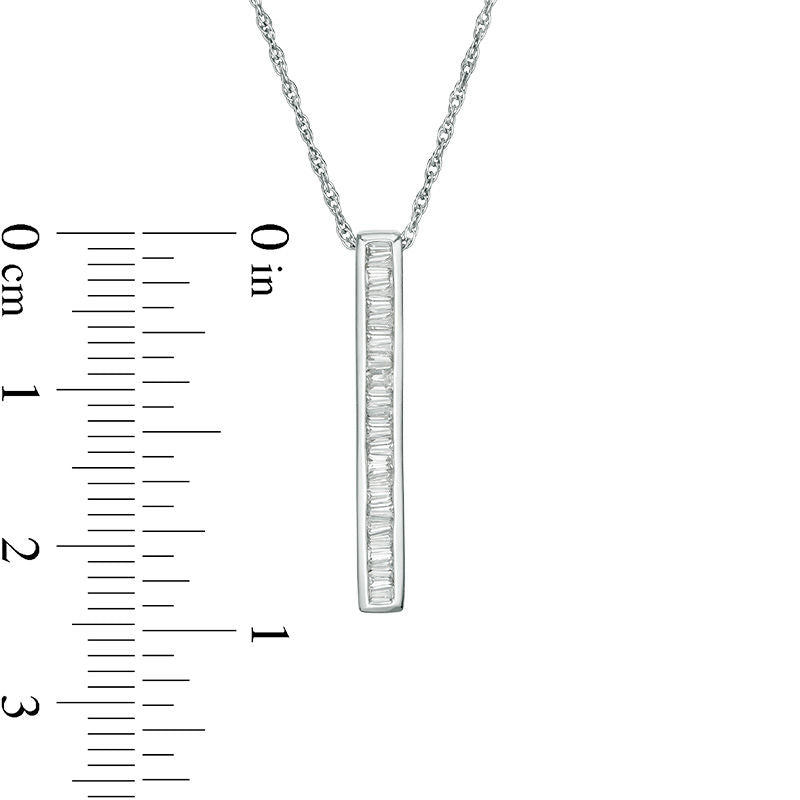 0.17 CT. T.W. Baguette Natural Diamond Vertical Bar Pendant in 10K White Gold