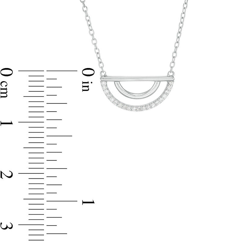 0.1 CT. T.W. Natural Diamond Half Circle Necklace in Sterling Silver