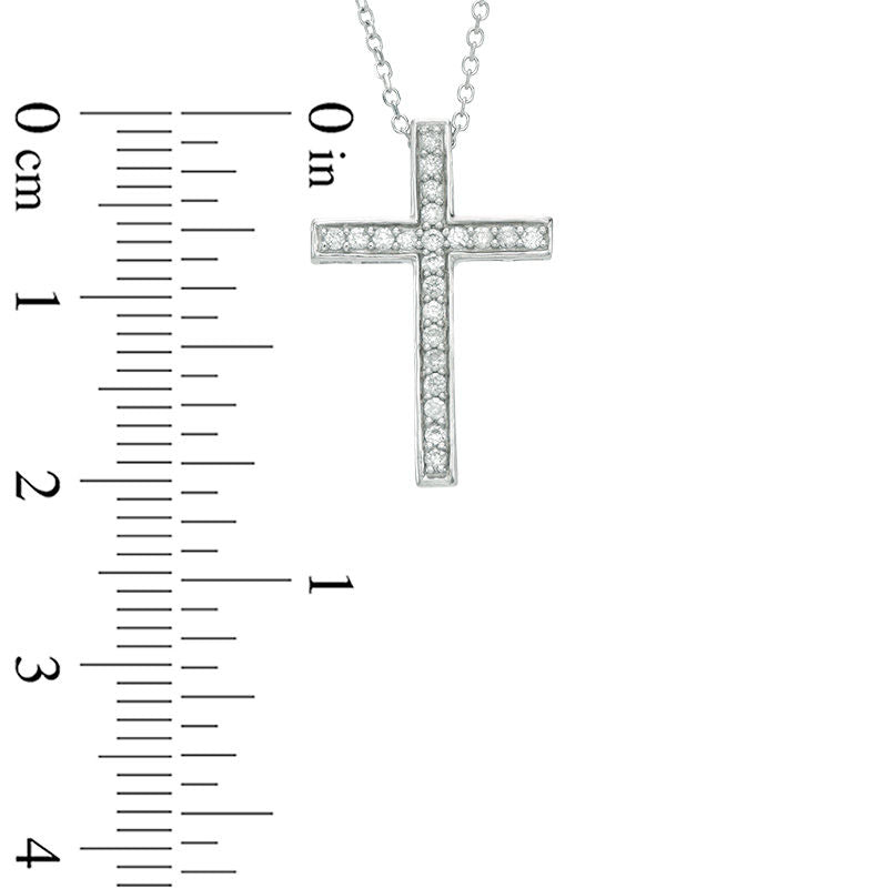 0.17 CT. T.W. Certified Natural Diamond Cross Pendant in 14K White Gold (I/I1)