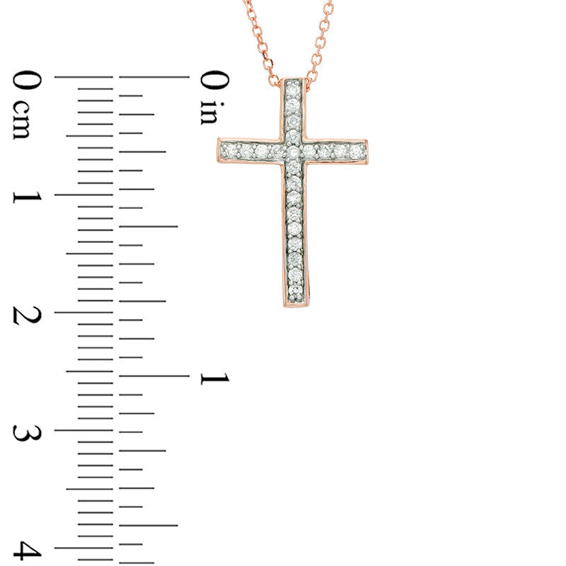 0.17 CT. T.W. Certified Natural Diamond Cross Pendant in 14K Rose Gold (I/I1)