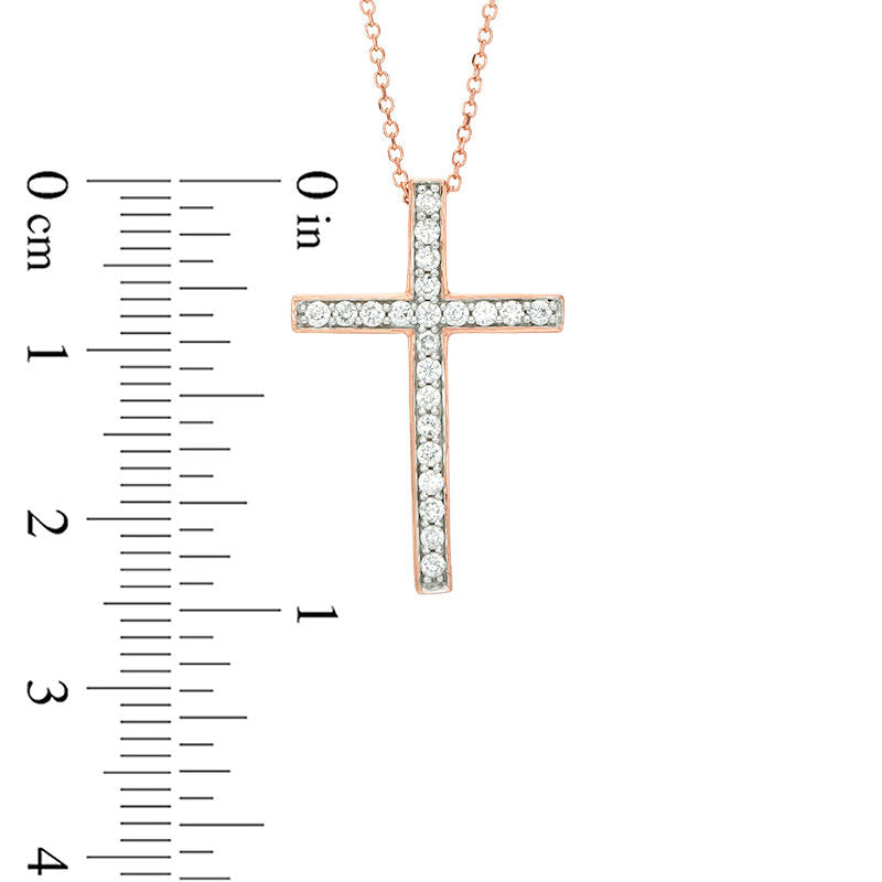 0.33 CT. T.W. Certified Natural Diamond Cross Pendant in 14K Rose Gold (I/I1)