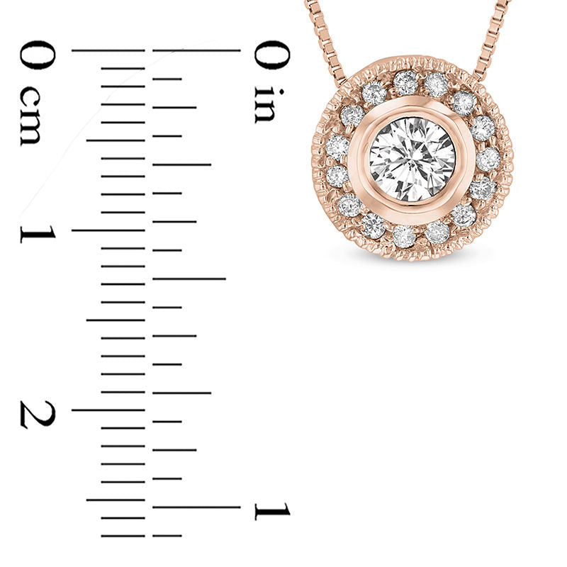 0.33 CT. T.W. Natural Diamond Frame Antique Vintage-Style Pendant in 14K Rose Gold (I/SI2)