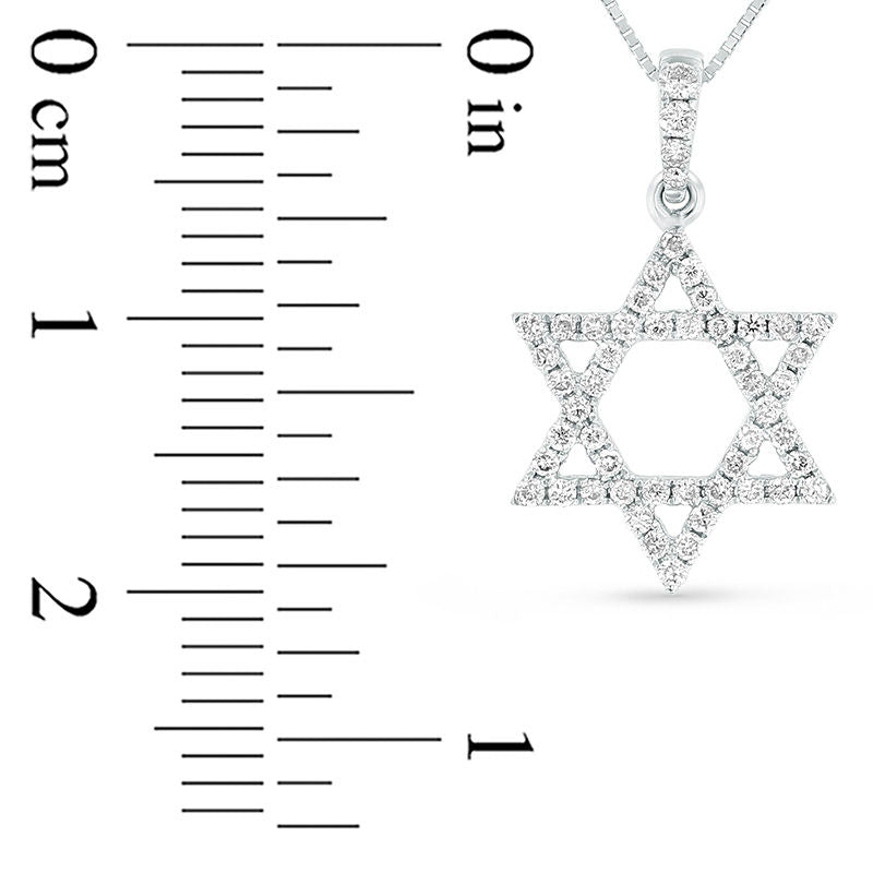 0.25 CT. T.W. Natural Diamond Star of David Pendant in 18K White Gold (G/SI2)