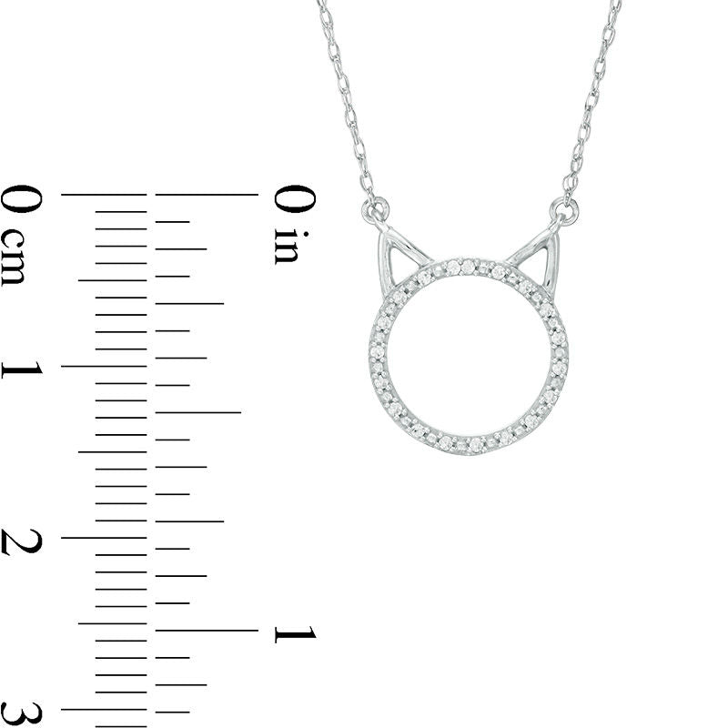 0.05 CT. T.W. Natural Diamond Cat Necklace in 10K White Gold