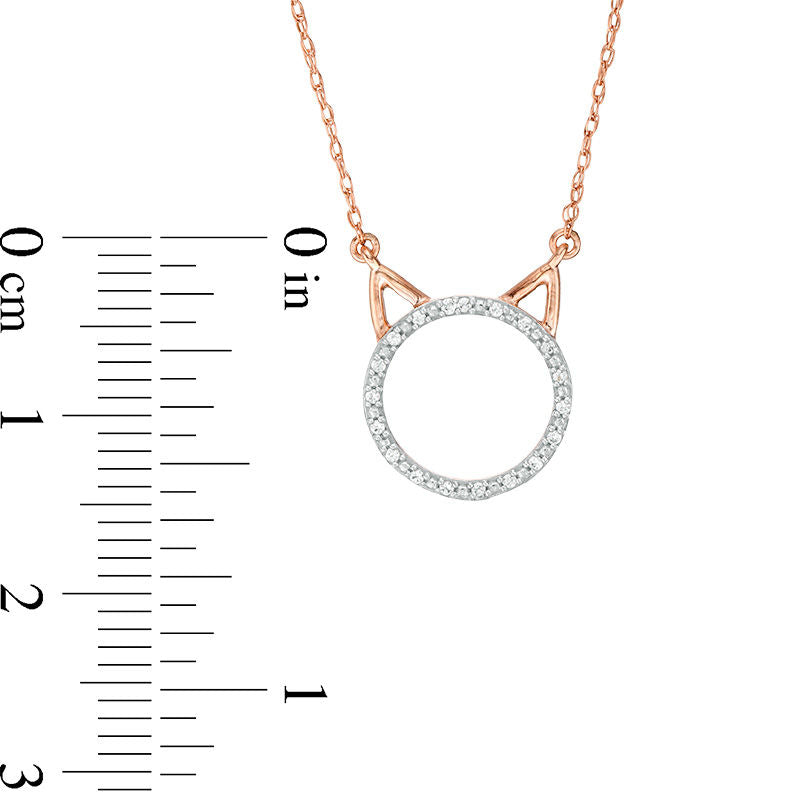 0.05 CT. T.W. Natural Diamond Cat Necklace in 10K Rose Gold