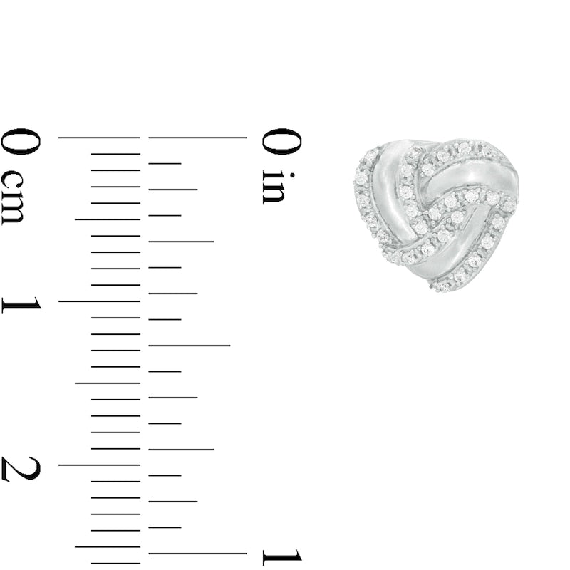 0.13 CT. T.W. Diamond Heart-Shaped Love Knot Stud Earrings in 10K White Gold