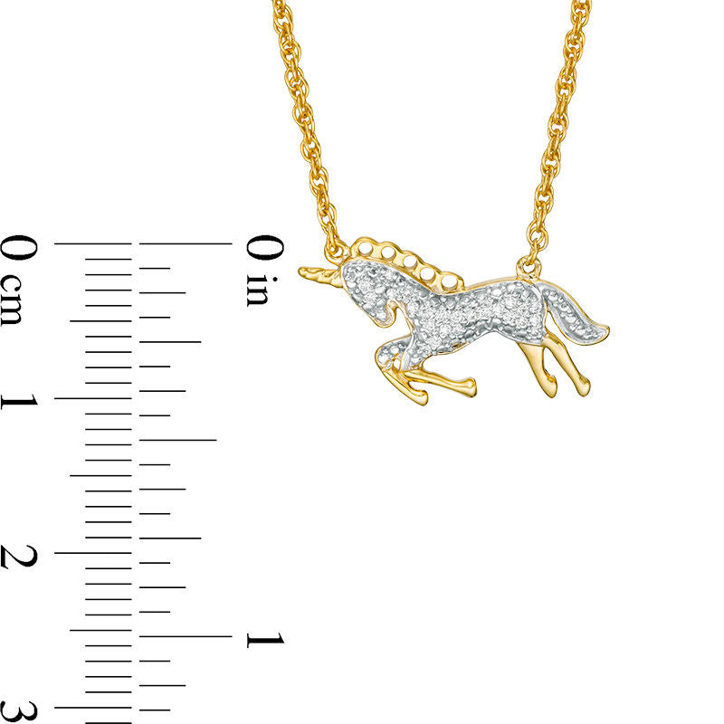 0.07 CT. T.W. Natural Diamond Bowing Unicorn Necklace in Sterling Silver and 14K Gold Plate