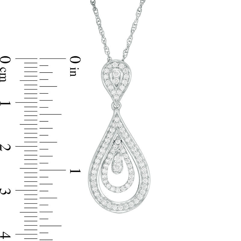 0.5 CT. T.W. Natural Diamond Layered Teardrop Pendant in Sterling Silver