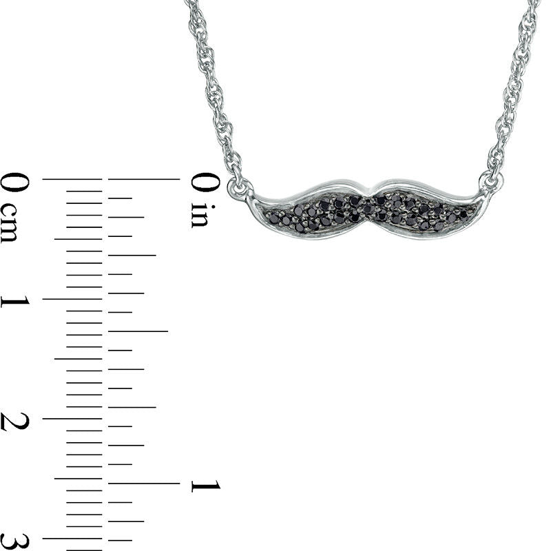 0.1 CT. T.W. Enhanced Black Natural Diamond Mustache Necklace in 10K White Gold