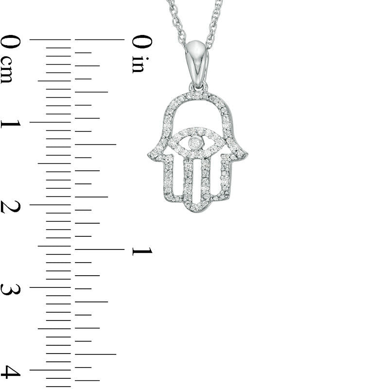 0.1 CT. T.W. Natural Diamond Evil Eye Hamsa Pendant in Sterling Silver