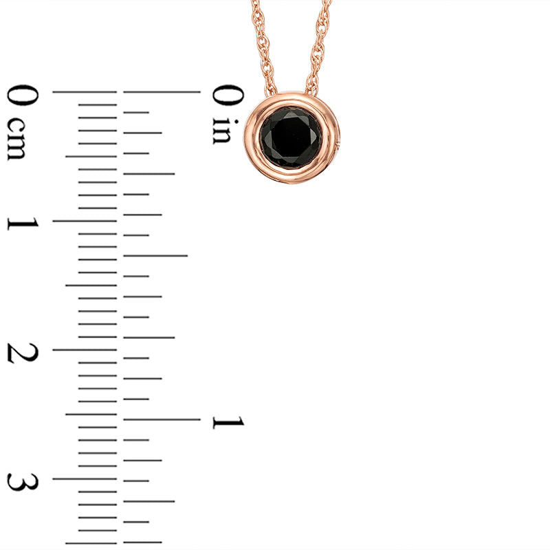 0.5 CT. Enhanced Black Natural Clarity Enhanced Solitaire Bezel-Set Pendant in 10K Rose Gold