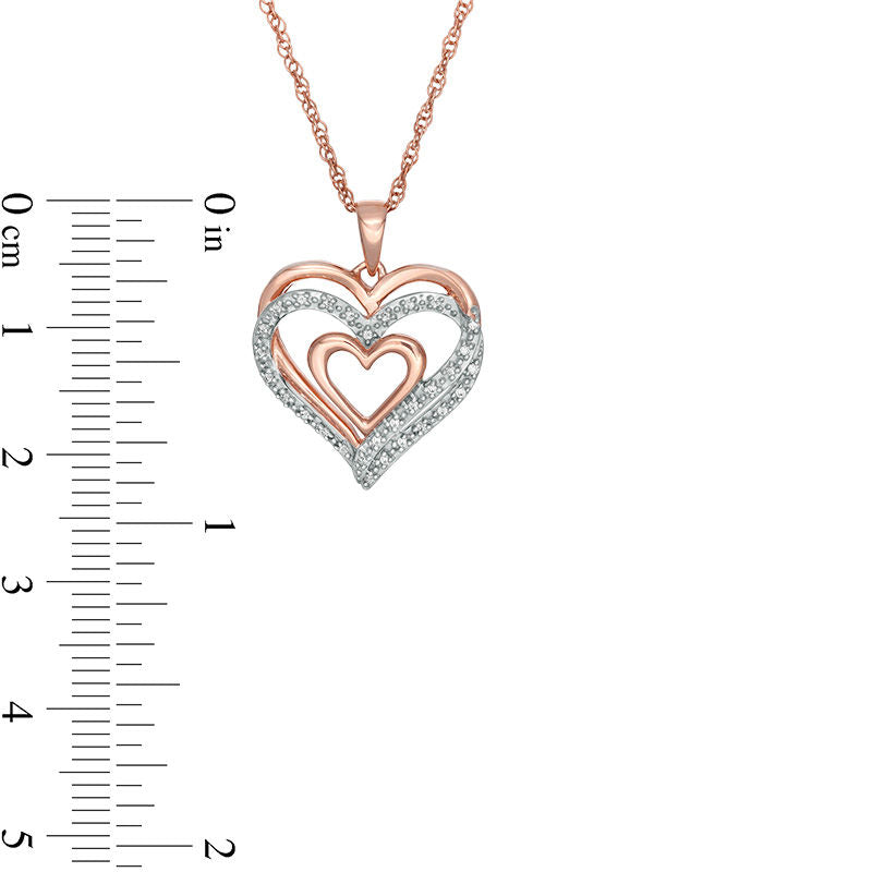 0.1 CT. T.W. Natural Diamond Layered Heart Pendant in 10K Rose Gold