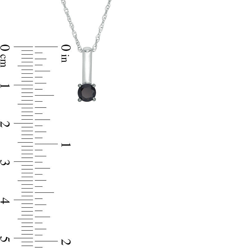 0.38 CT. Enhanced Black Natural Clarity Enhanced Solitaire Stick Drop Pendant in 10K White Gold