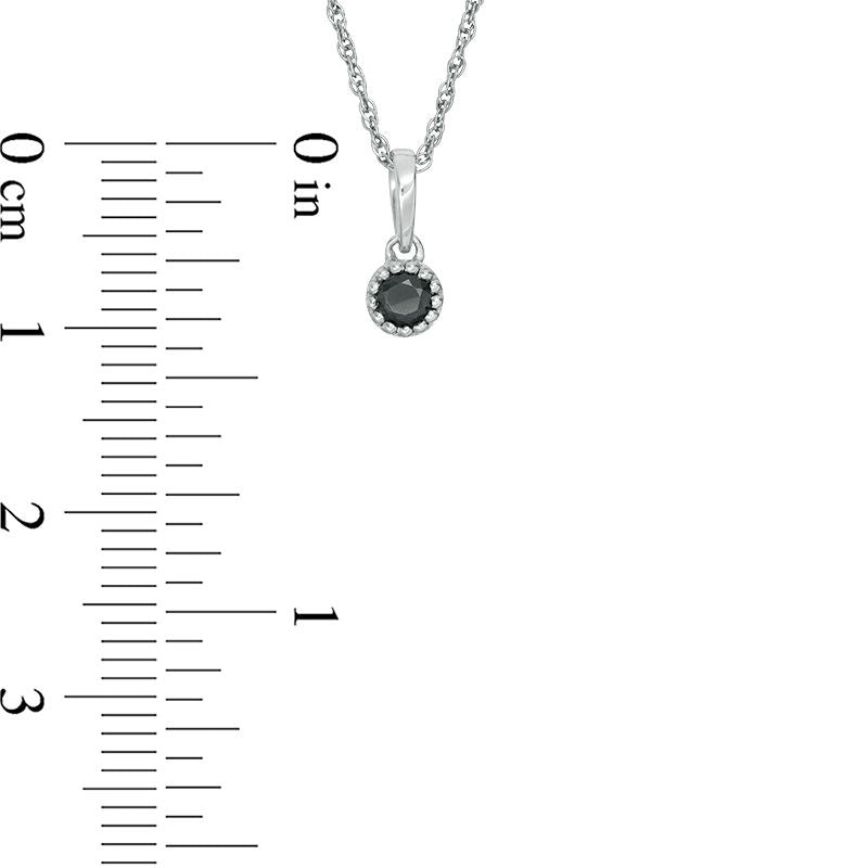 0.1 CT. Enhanced Black Natural Clarity Enhanced Solitaire Beaded Frame Pendant in 10K White Gold