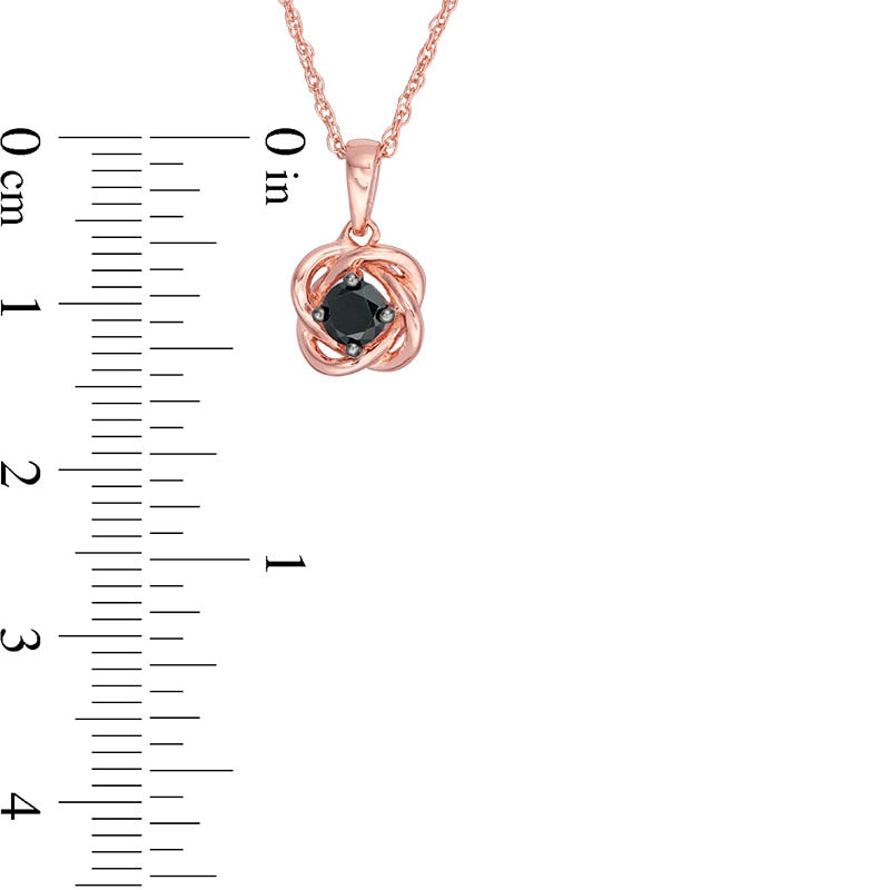 0.2 CT. Enhanced Black Natural Clarity Enhanced Solitaire Love Knot Pendant in 10K Rose Gold