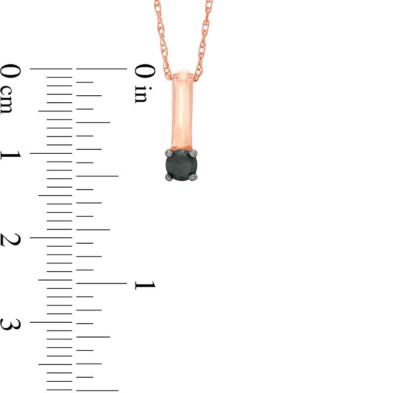 0.2 CT. Enhanced Black Natural Clarity Enhanced Solitaire Stick Drop Pendant in 10K Rose Gold