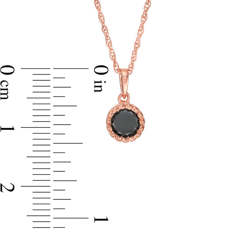 0.38 CT. Enhanced Black Natural Clarity Enhanced Solitaire Beaded Frame Pendant in 10K Rose Gold