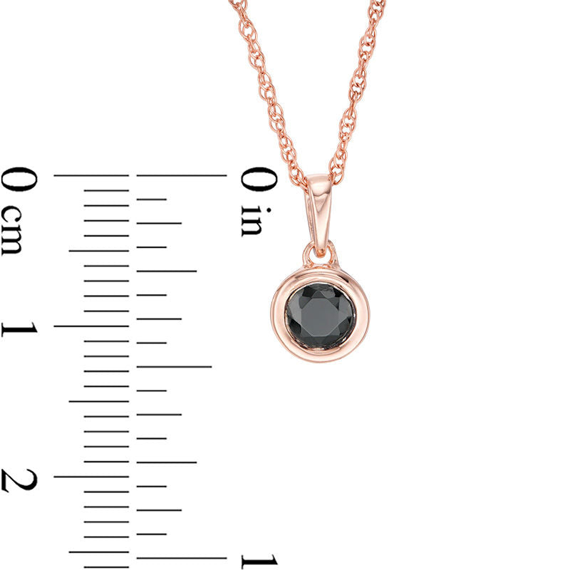 0.38 CT. Enhanced Black Natural Clarity Enhanced Bezel-Set Solitaire Pendant in 10K Rose Gold