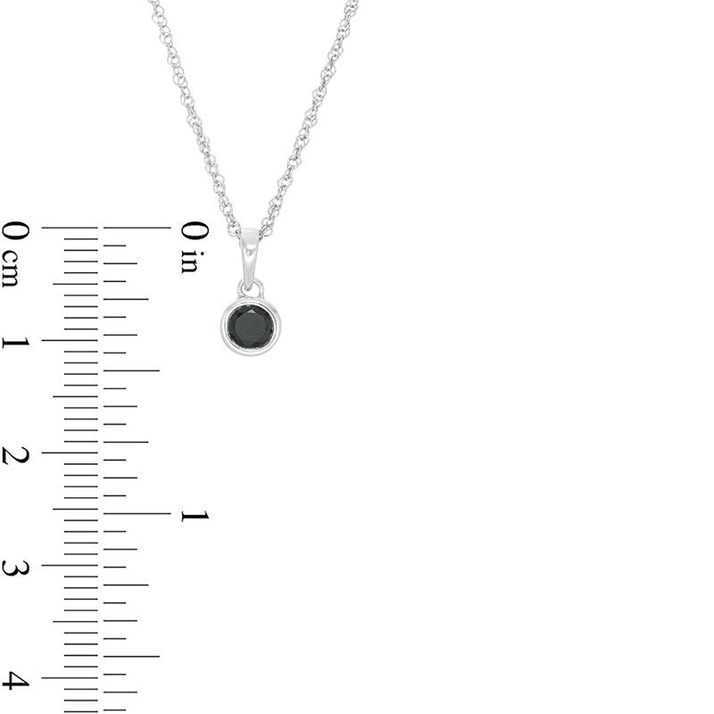 0.2 CT. Enhanced Black Natural Clarity Enhanced Bezel-Set Solitaire Pendant in 10K White Gold