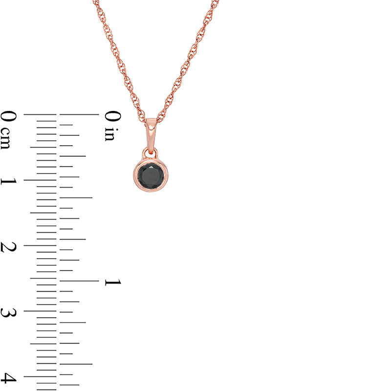 0.2 CT. Enhanced Black Natural Clarity Enhanced Bezel-Set Solitaire Pendant in 10K Rose Gold