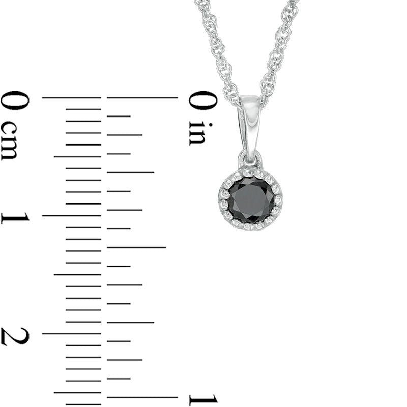 0.2 CT. Enhanced Black Natural Clarity Enhanced Solitaire Beaded Frame Pendant in 10K White Gold