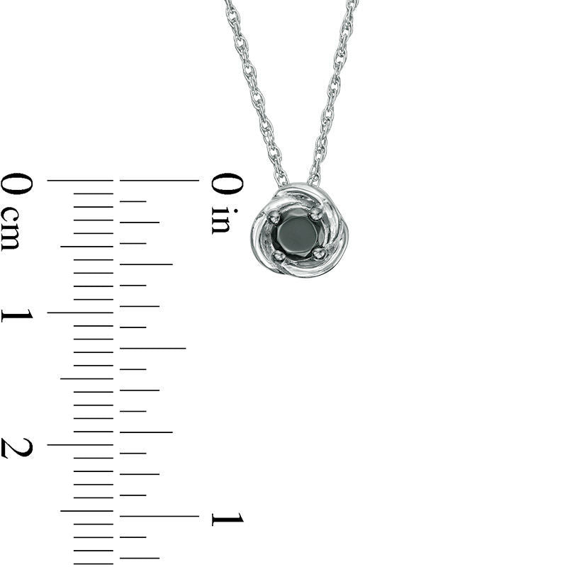 0.2 CT. Enhanced Black Natural Clarity Enhanced Solitaire Swirl Frame Pendant in 10K White Gold