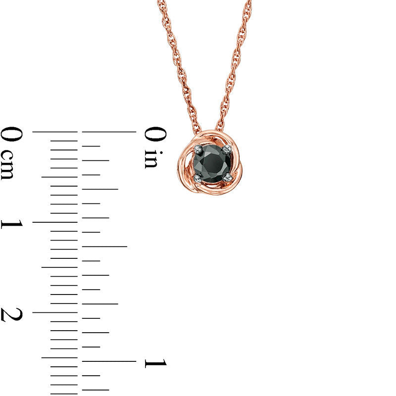 0.2 CT. Enhanced Black Natural Clarity Enhanced Solitaire Swirl Frame Pendant in 10K Rose Gold