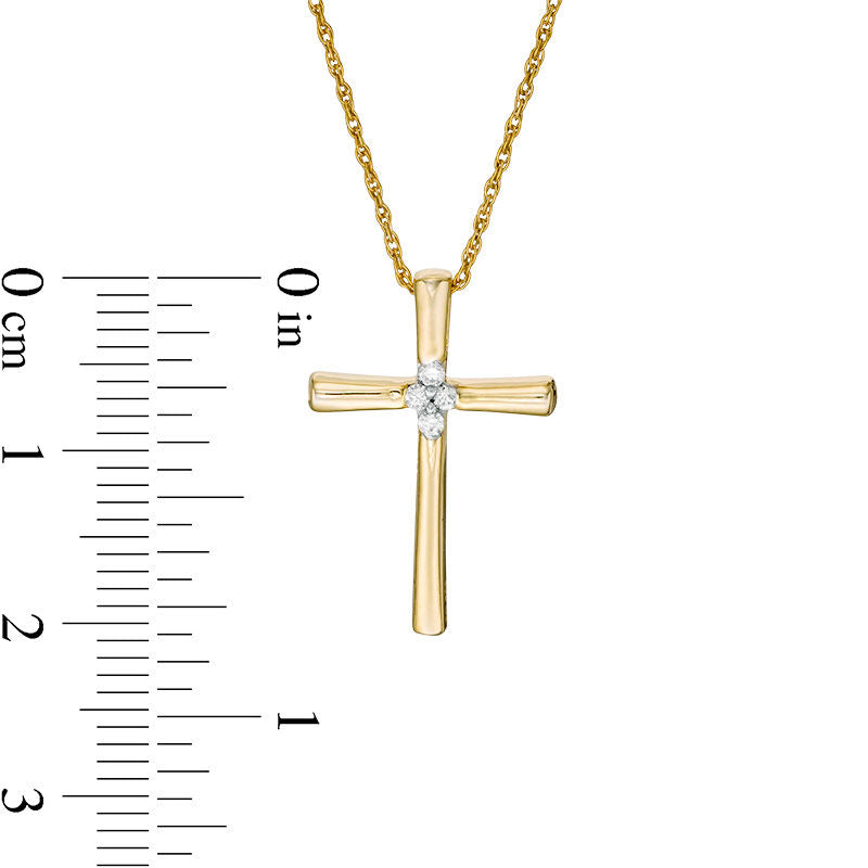 0.25 CT. T.W. Natural Diamond Reversible Cross Pendant in 10K Yellow Gold with White Rhodium