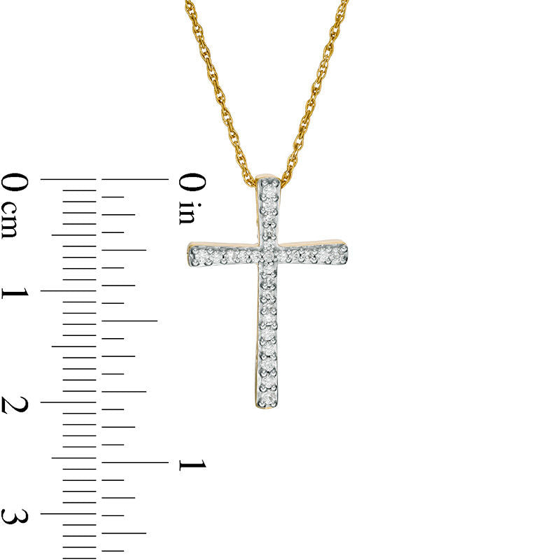 0.25 CT. T.W. Natural Diamond Reversible Cross Pendant in 10K Yellow Gold with White Rhodium