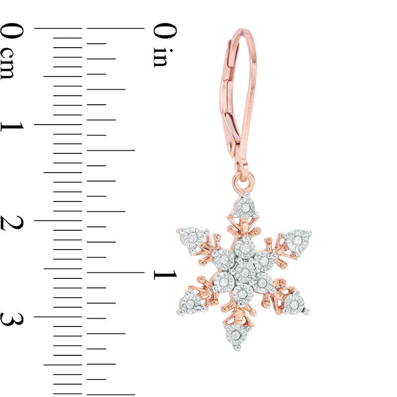 0.1 CT. T.W. Diamond Snowflake Drop Earrings in 10K Rose Gold