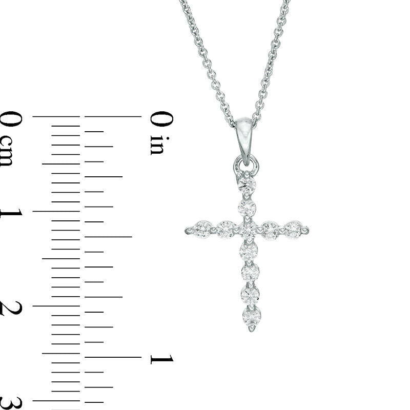 0.33 CT. T.W. Natural Diamond Cross Pendant in 14K White Gold