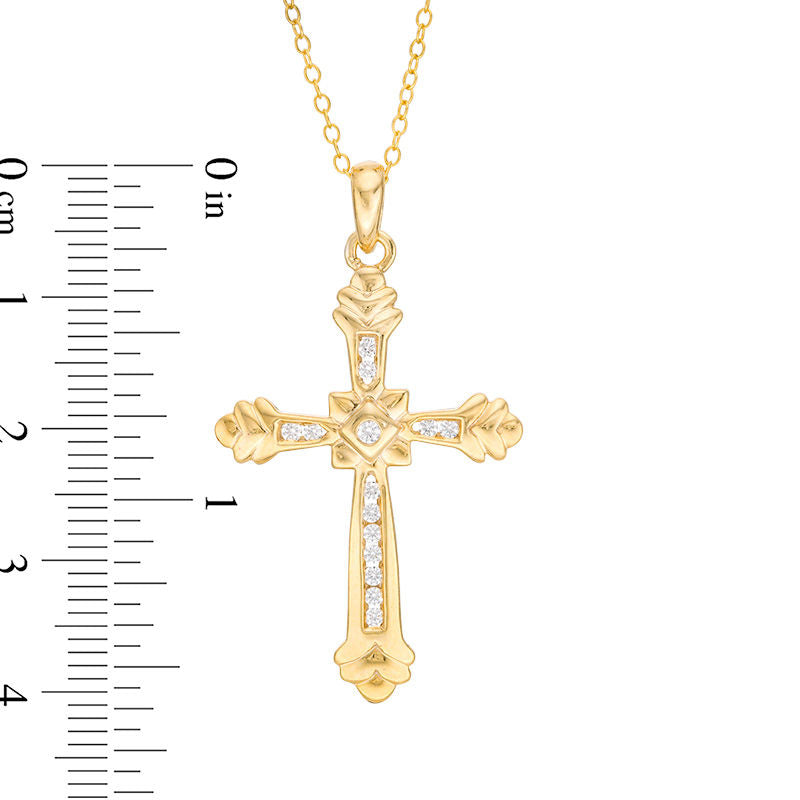 0.25 CT. T.W. Natural Diamond Cross Pendant in 14K Gold