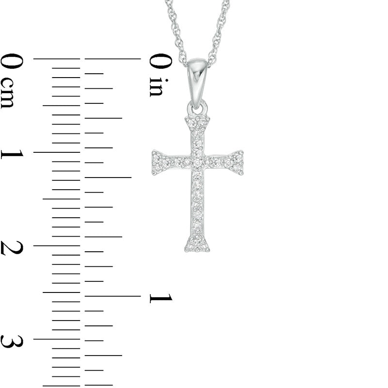 0.1 CT. T.W. Natural Diamond Flared Cross Pendant in 10K White Gold