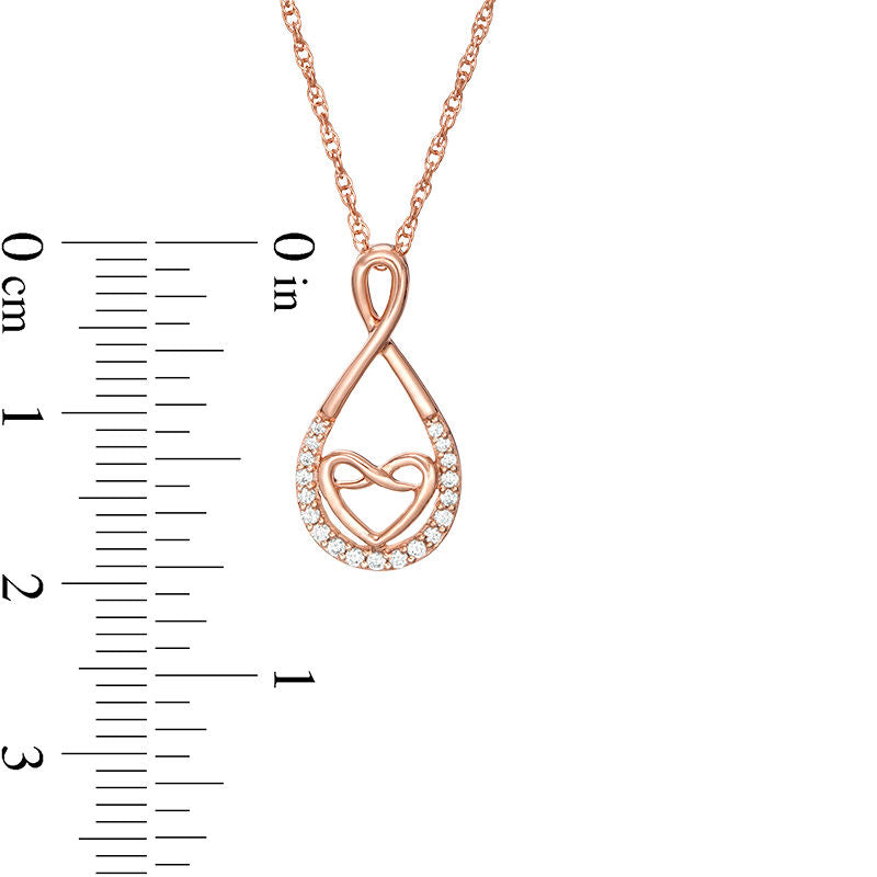 0.1 CT. T.W. Natural Diamond Infinity Heart Pendant in 10K Rose Gold